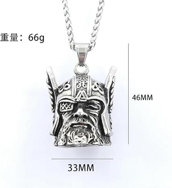 Vintage Edelstahl-Anhänger mit einäugigem Wikinger-Krieger, Glocke, Punk-Halskette mit antikem Kriegerhelm, Amulett